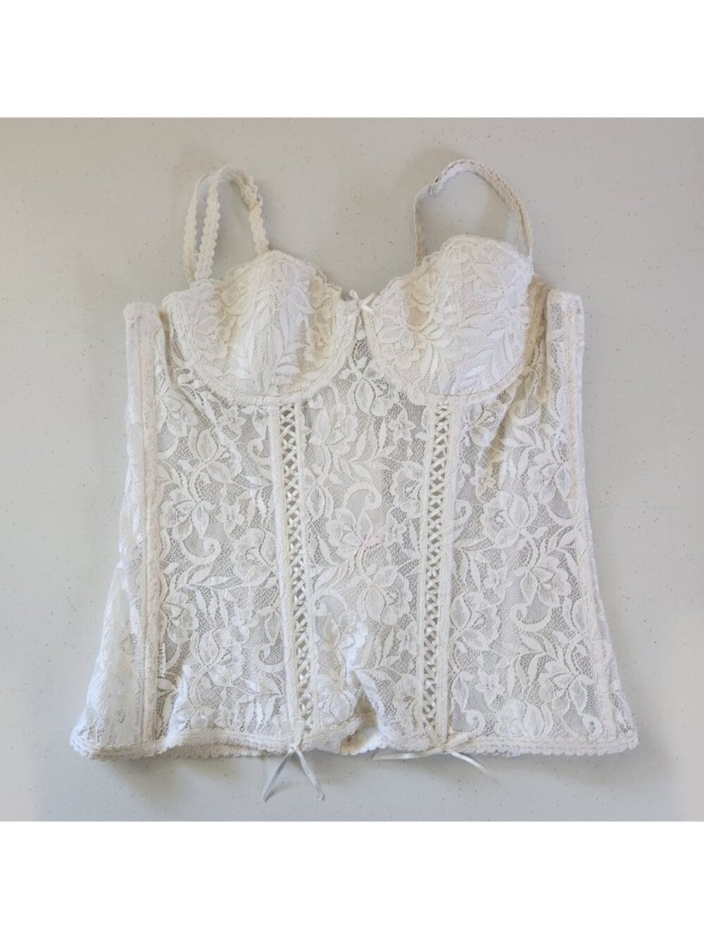 Vintage Roselle White Lace Bustier Corset Lingerie Size 36B Coquette Castlecore